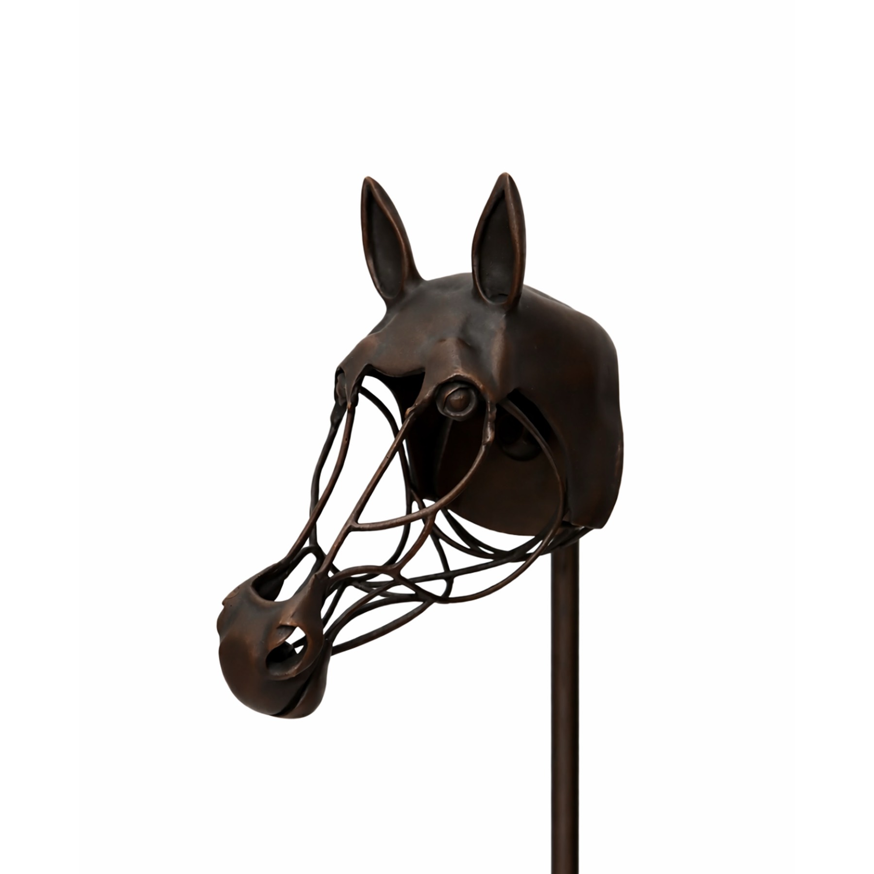 Bronze Horse Head Table Lamp, lit