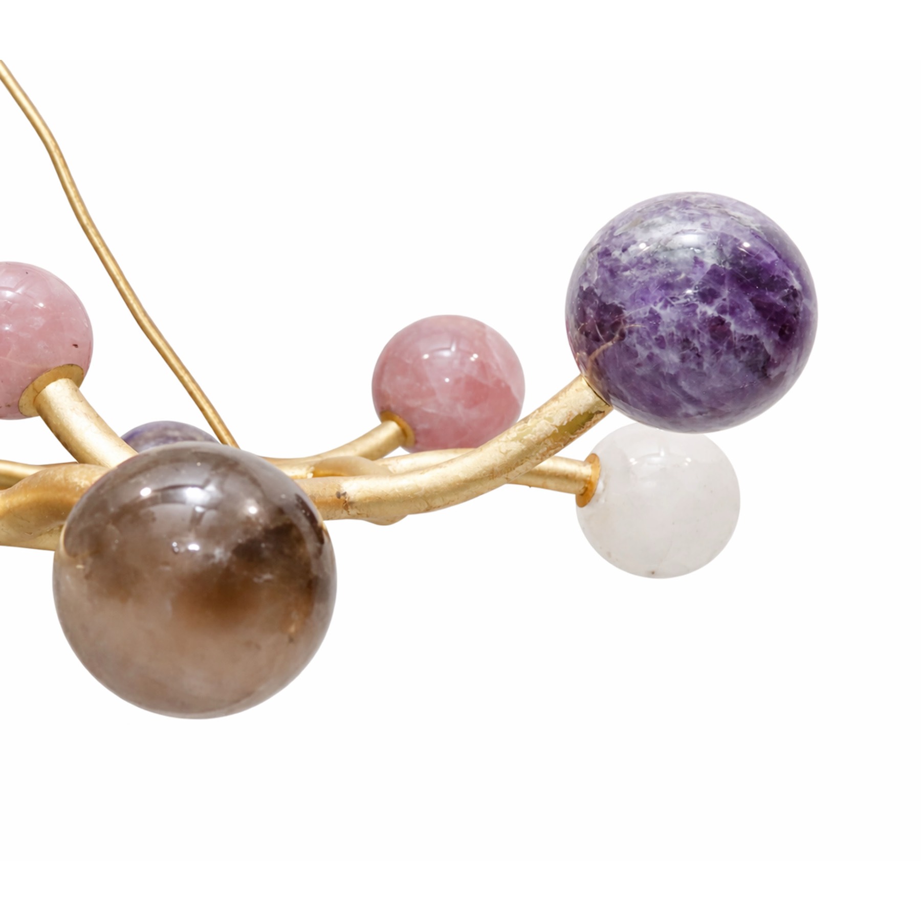 Gilt Chandelier with Amethyst & Rock Crystal Spheres — view 2
