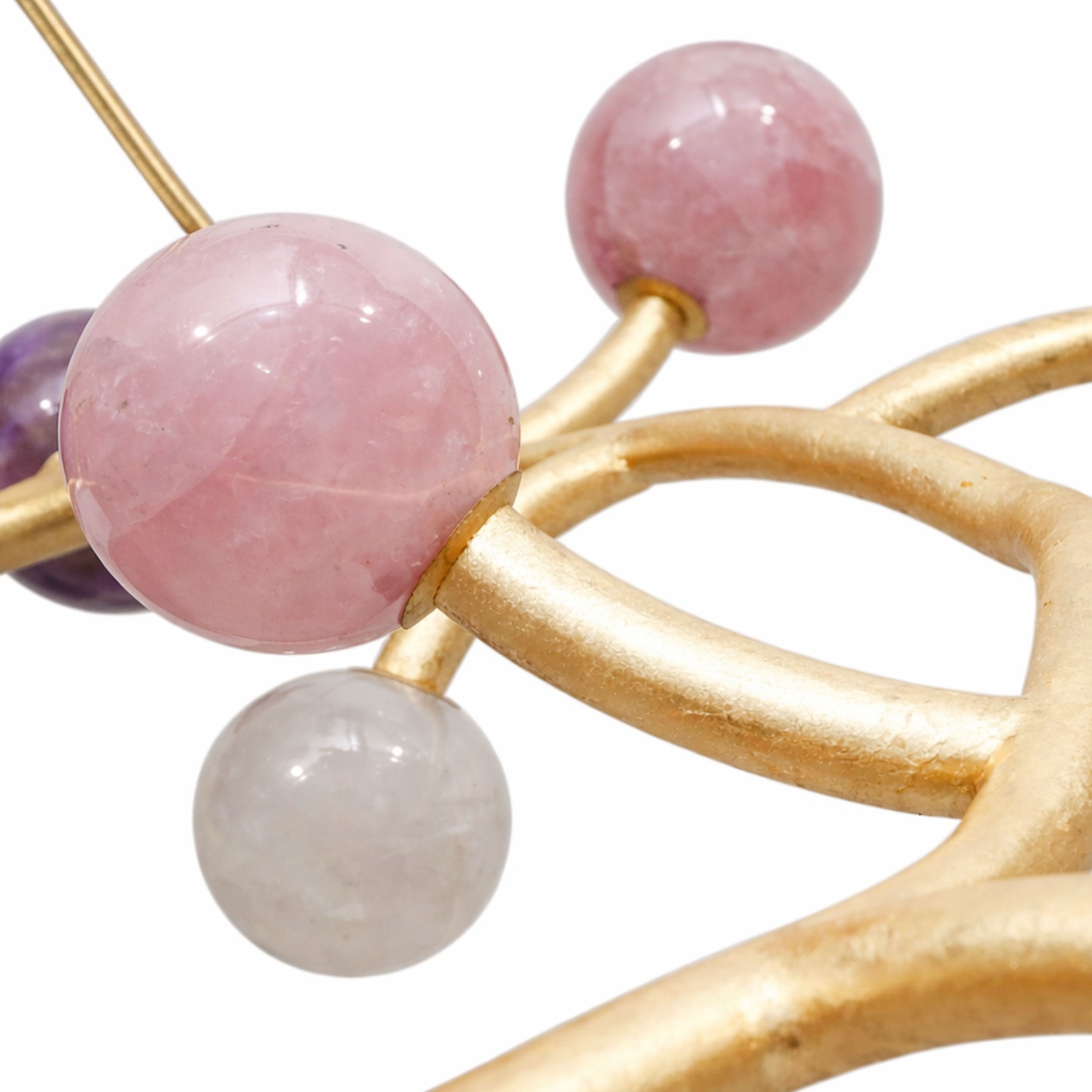 Gilt Chandelier with Amethyst & Rock Crystal Spheres — view 3