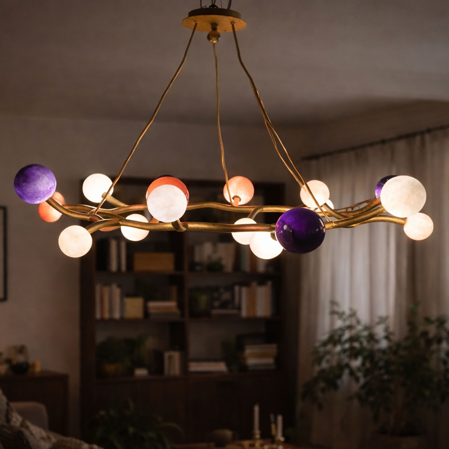 Gilt Chandelier with Amethyst & Rock Crystal Spheres — view 4