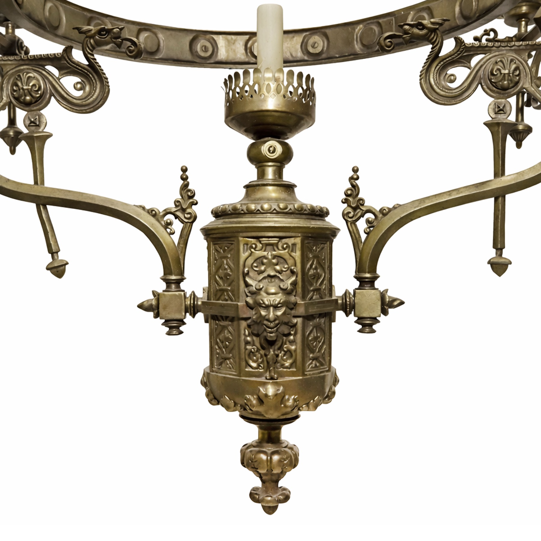 Gothic Revival Brass Chandelier — view 5
