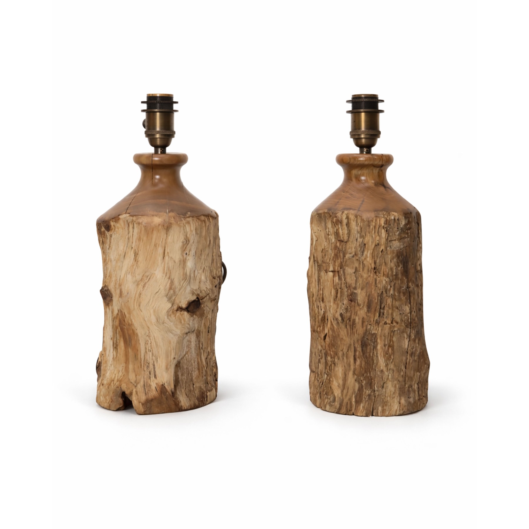 Pair of Natural Log Table Lamps