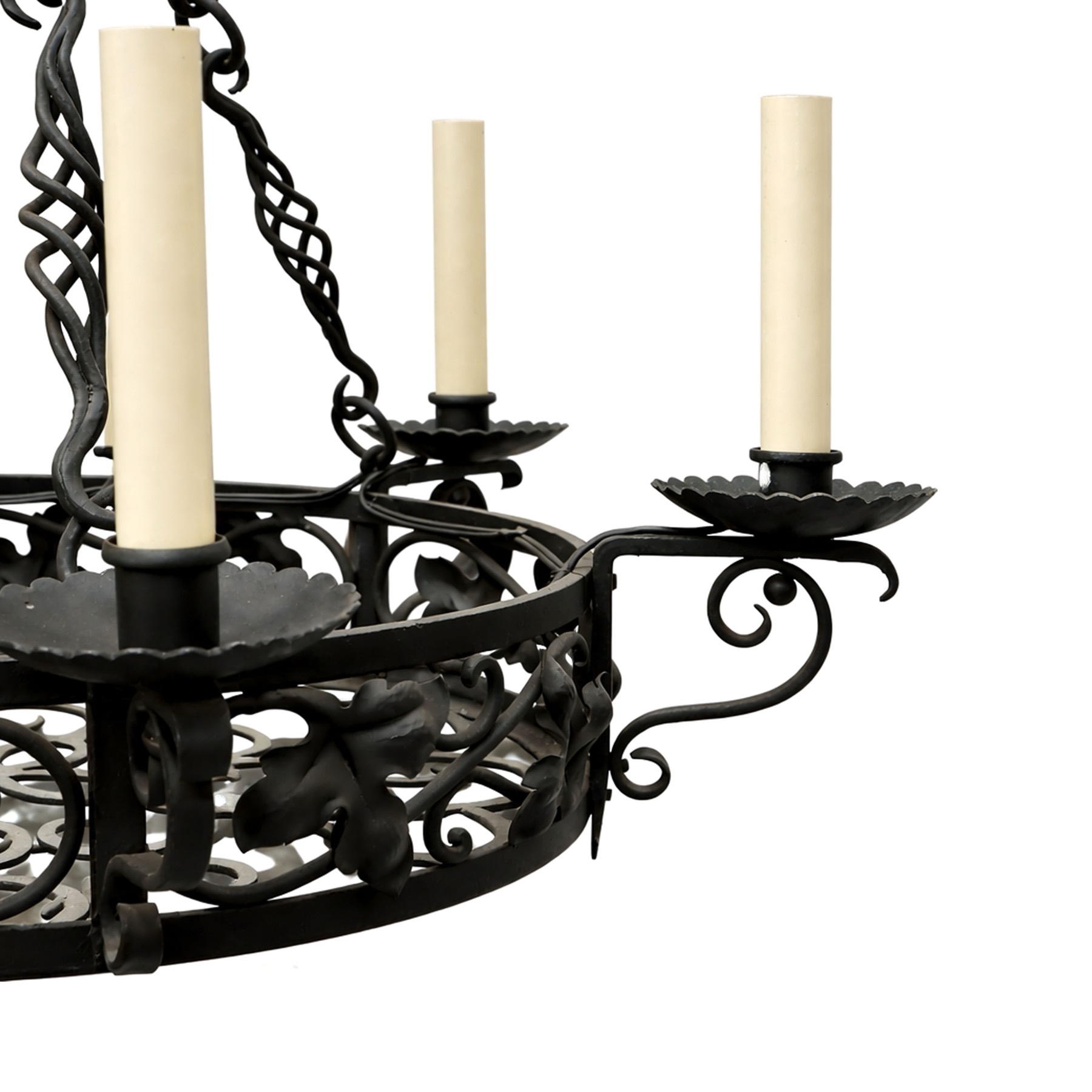 Wrought Iron Grapevine Ring Chandelier — view 2