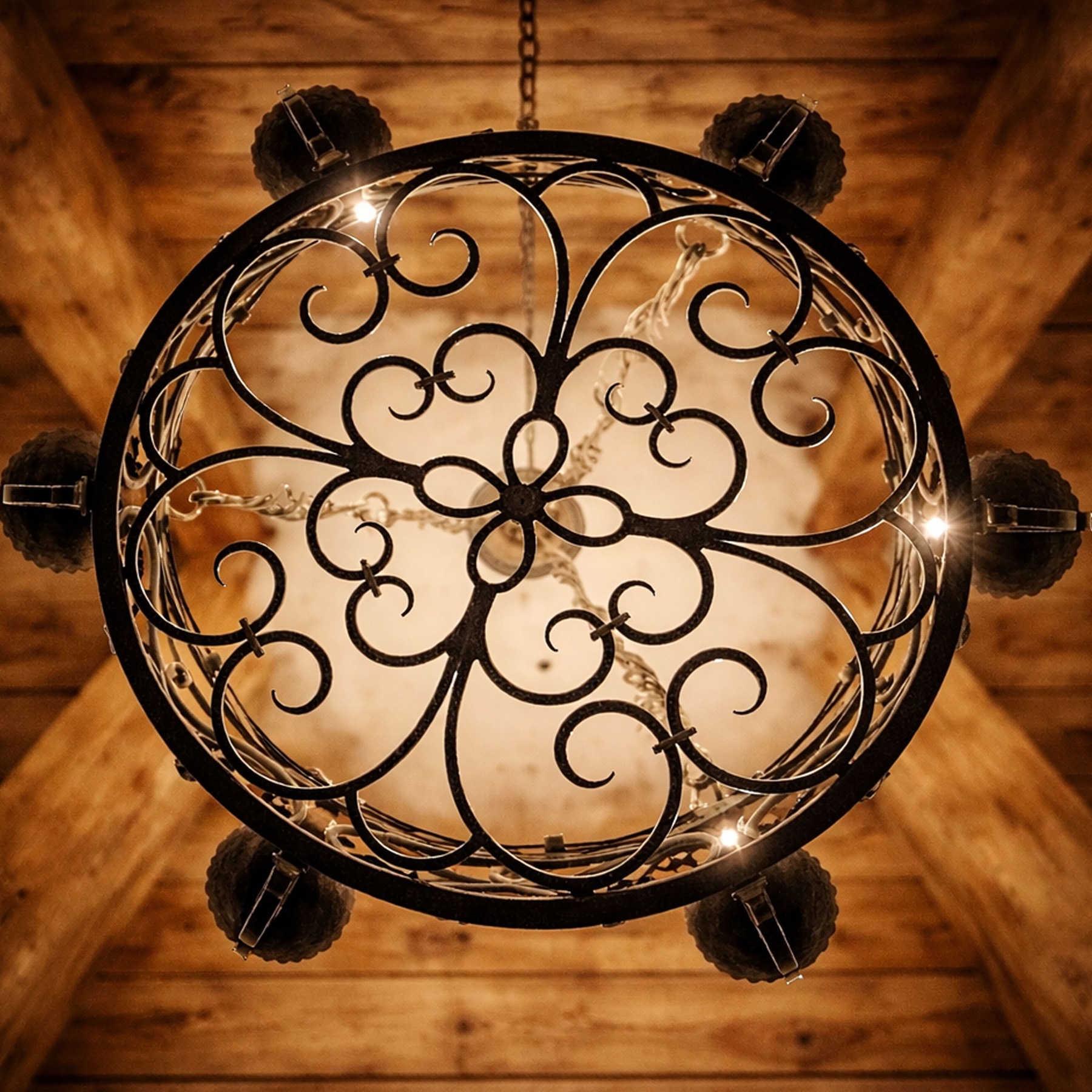 Wrought Iron Grapevine Ring Chandelier — view 4