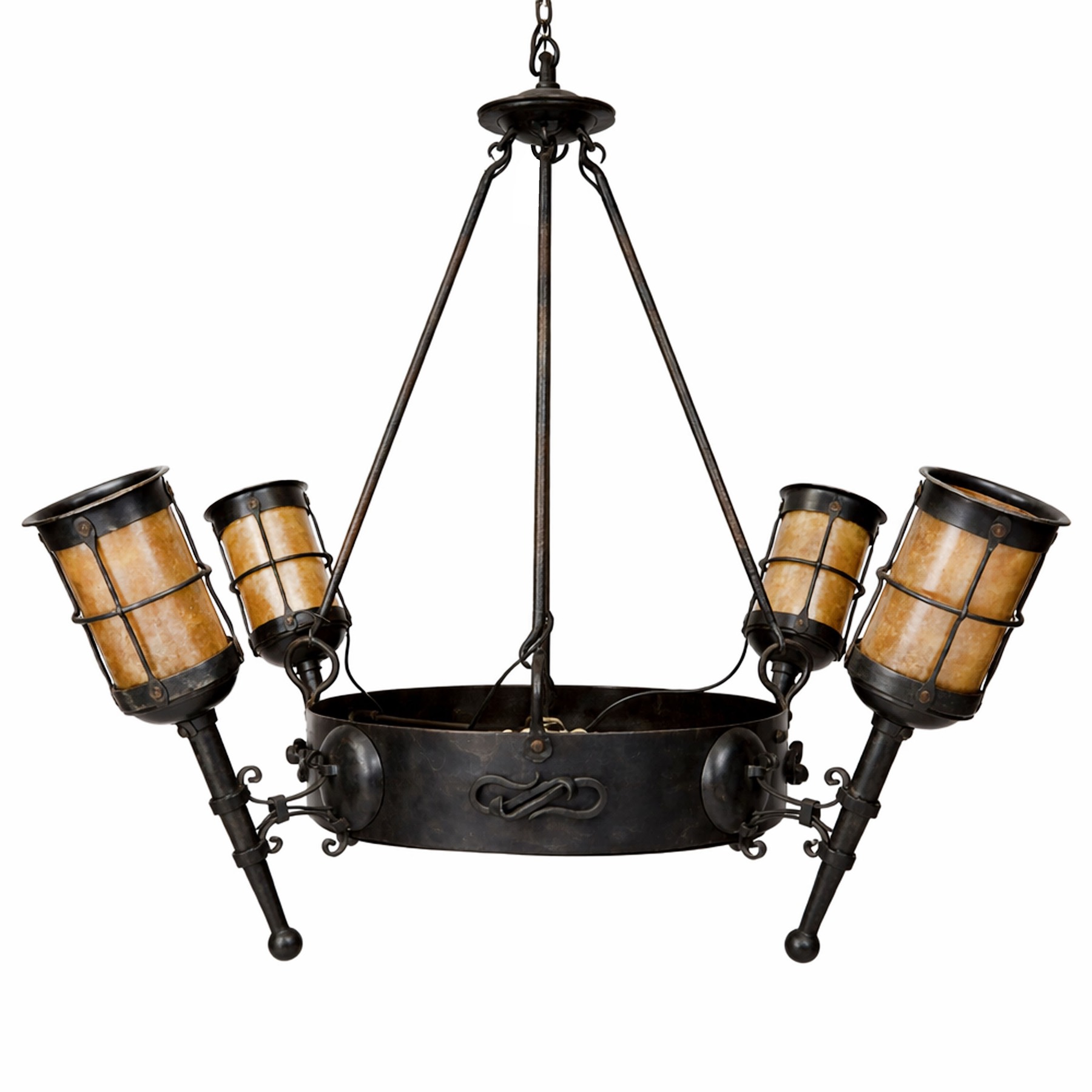 Wrought Iron Mica Chandelier