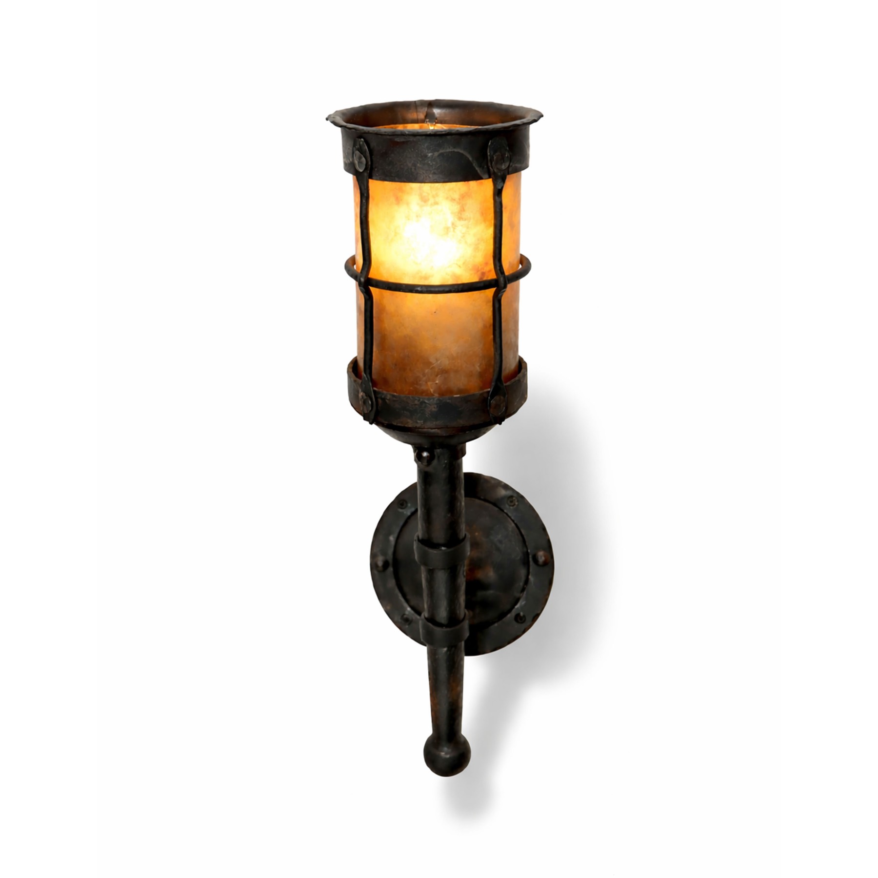Wrought Iron Mica Torch Sconce