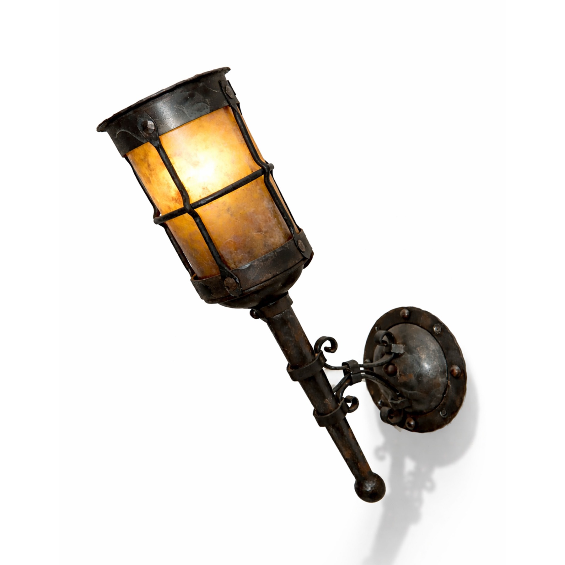 Wrought Iron Mica Torch Sconce — view 2